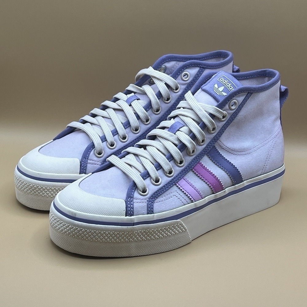 Adidas Nizza Platform Mid Originals Lilac Pink Retro Shoes - Women's Size 8.5 - Picture 2 of 8